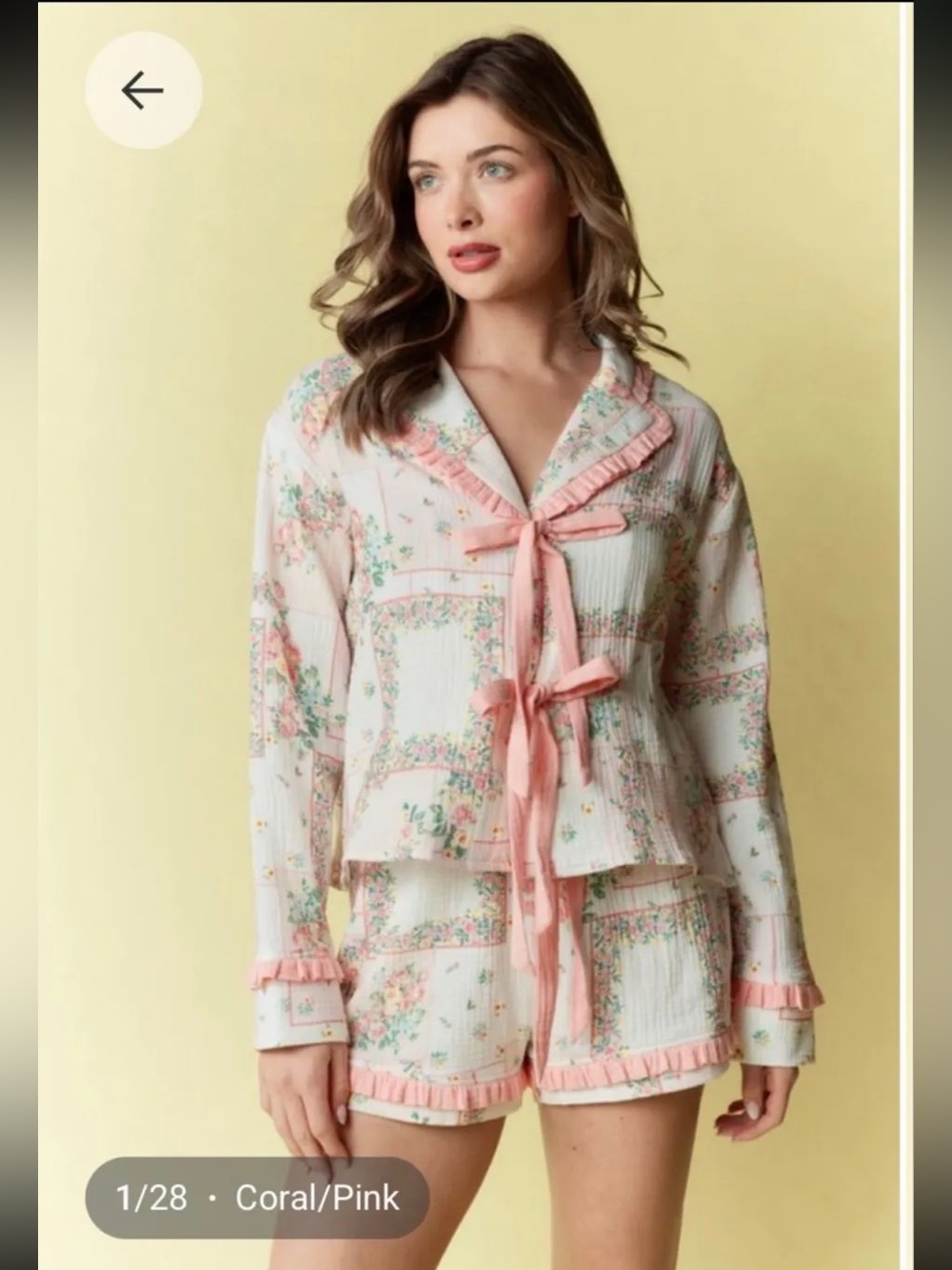 Rareraw White/Peach Tie Front Set